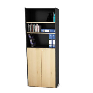 Biblioteca 0.80 1/2 puerta – Negro/Haya