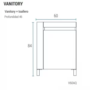 VANITORY SCH 60 AQUA CARVALHO + Mesada