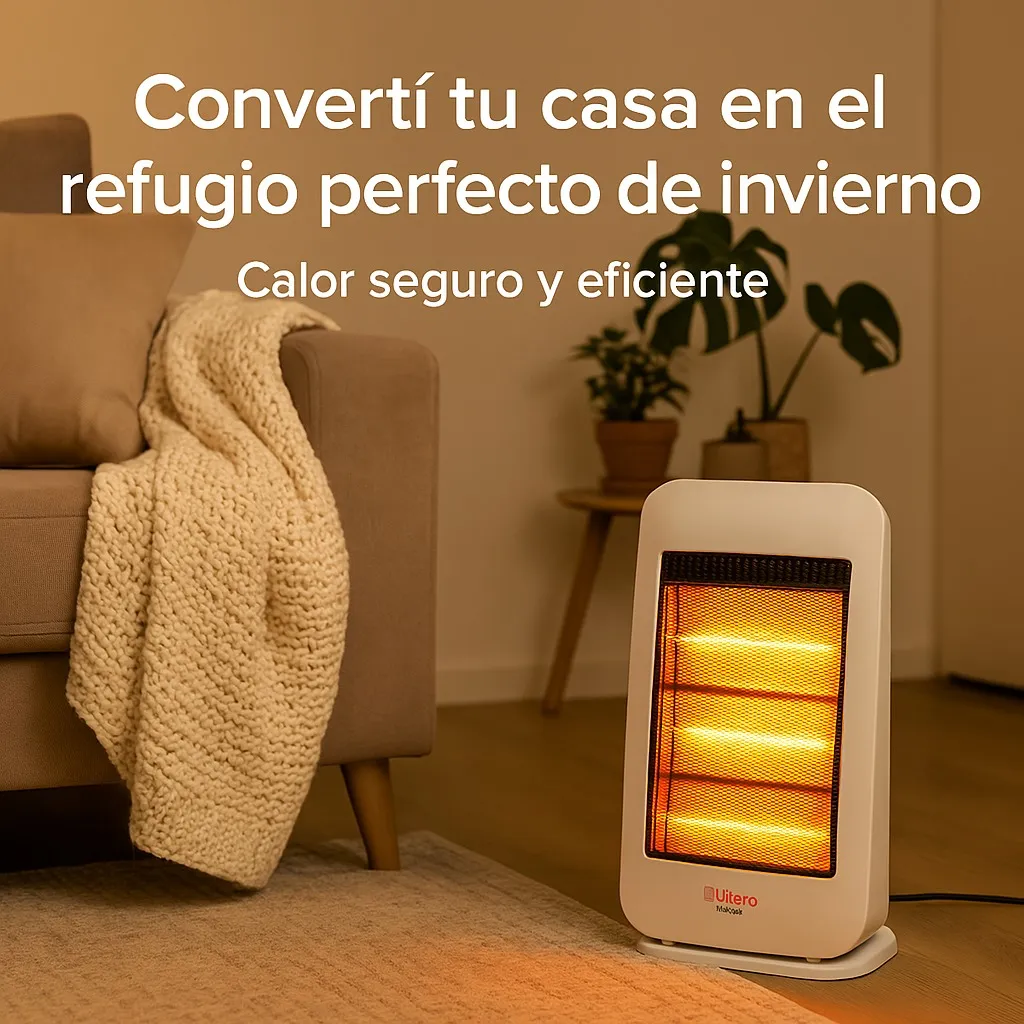 Calefactor Infrarrojo Liliana CI080 Calore 700/1400W 3 Tubos Seguridad Antivuelco - Imagen 2