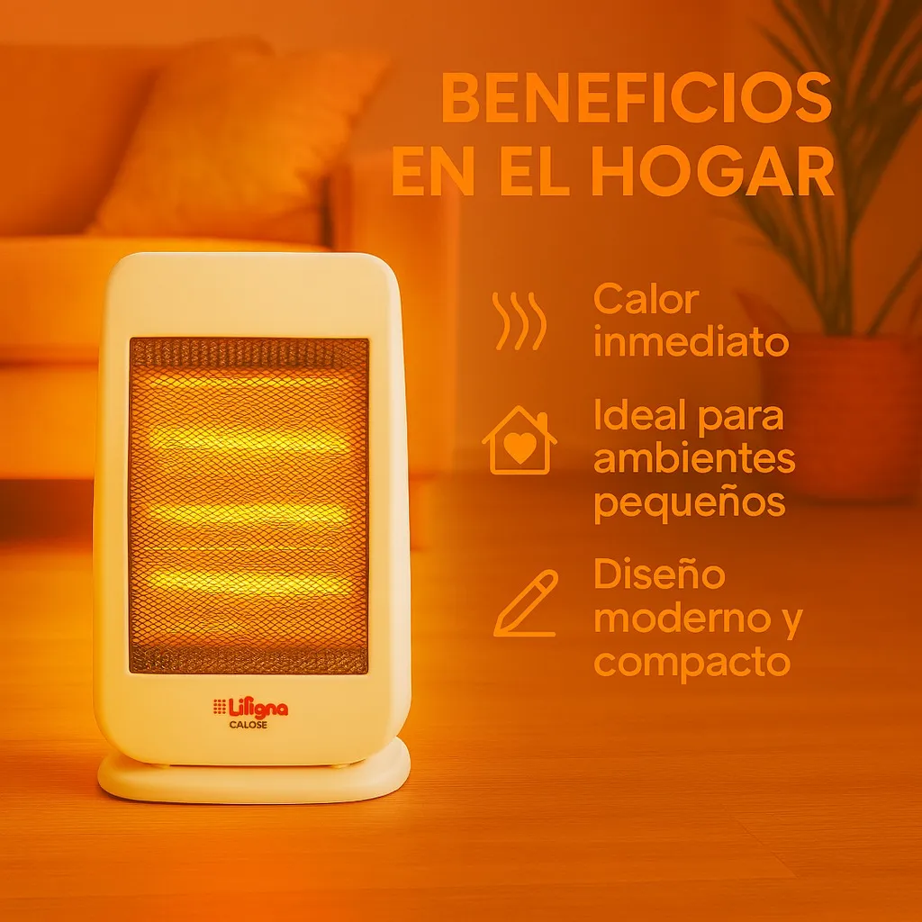Calefactor Infrarrojo Liliana CI080 Calore 700/1400W 3 Tubos Seguridad Antivuelco - Imagen 3