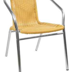 SILLA ALUMINIO RATTAN MARRON