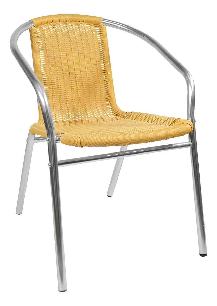 SILLA ALUMINIO RATTAN MARRON