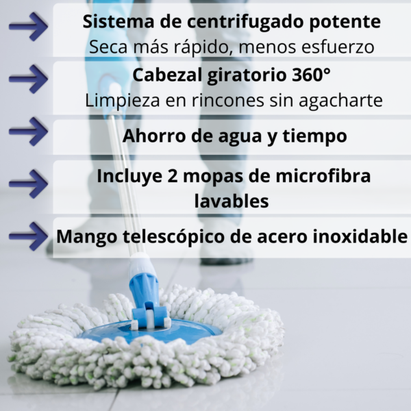 Mopa Lampazo Escurridor Con Balde Centrifugado Trapeador - Imagen 4