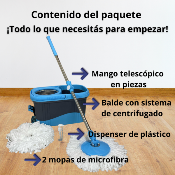 Mopa Lampazo Escurridor Con Balde Centrifugado Trapeador - Imagen 6