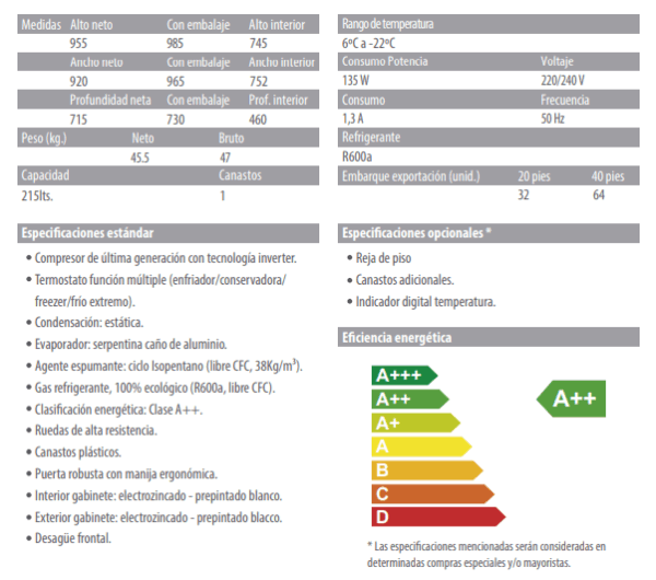 FREEZER INELRO HORIZONTAL FIH-270 INVERTER A++ - Imagen 7