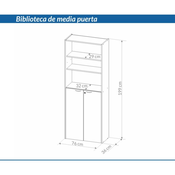 BIBLIOTECA 1/2 PUERTA NEGRO/HAYA 929E PIRO - Imagen 4