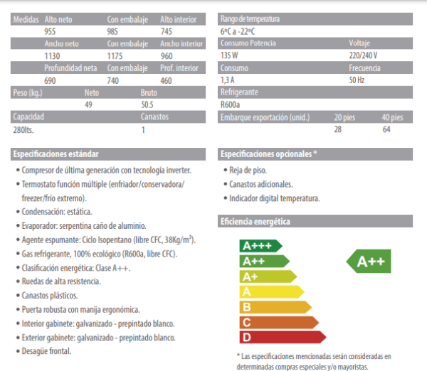 FREEZER INELRO HORIZONTAL FIH-350 INVERTER A++ - Imagen 5