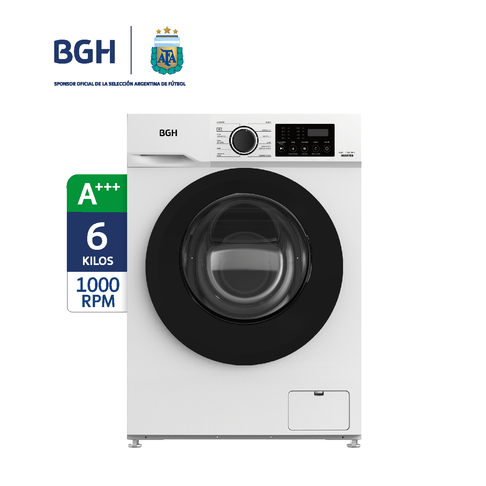 LAVARROPAS BGH 6KG 1000RPM DIGITAL BWFI06W24AR - Imagen 2