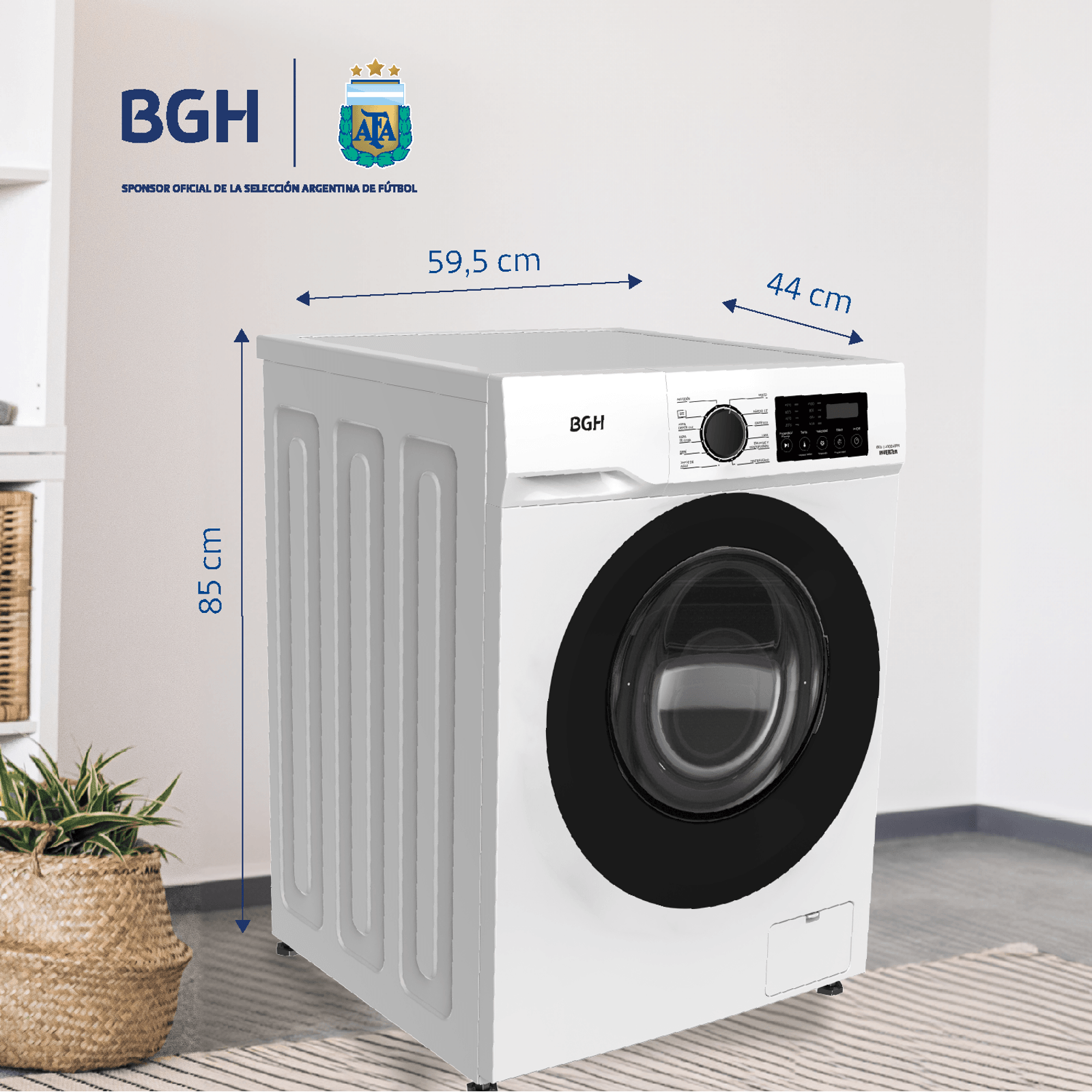 LAVARROPAS BGH 6KG 1000RPM DIGITAL BWFI06W24AR - Imagen 3