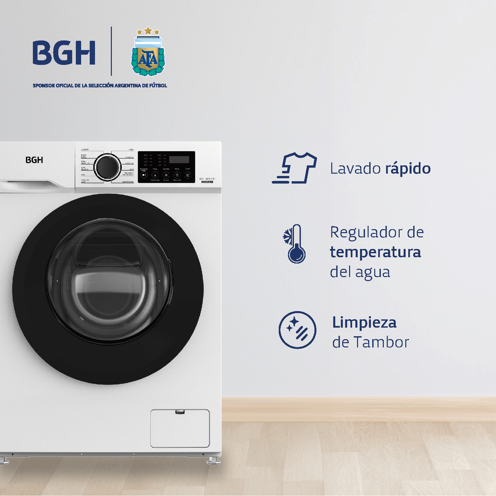 LAVARROPAS BGH 6KG 1000RPM DIGITAL BWFI06W24AR - Imagen 4