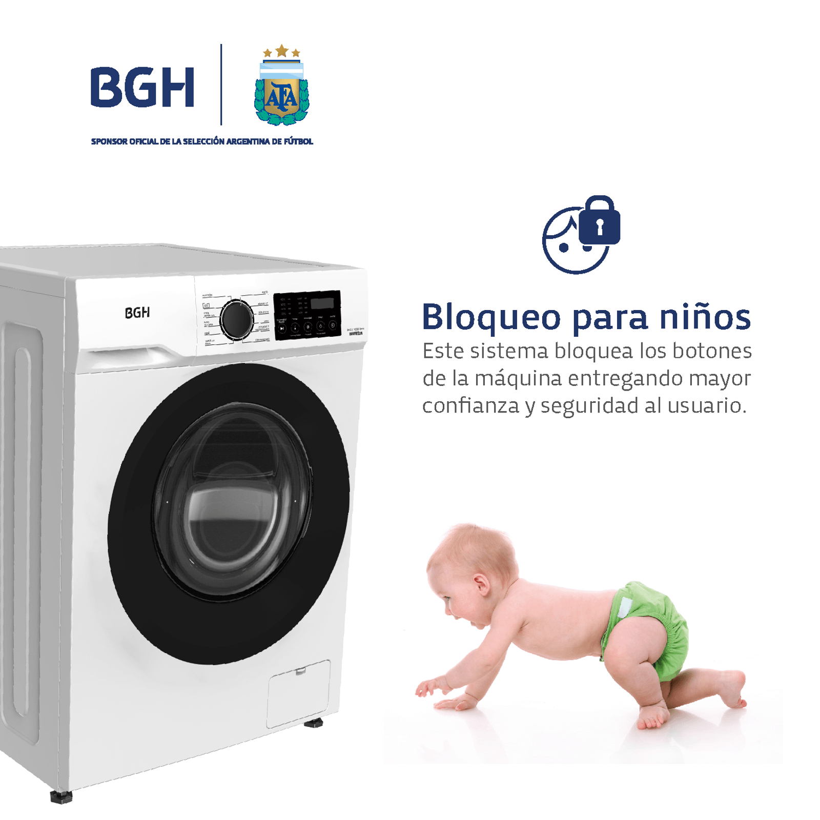 LAVARROPAS BGH 6KG 1000RPM DIGITAL BWFI06W24AR - Imagen 5