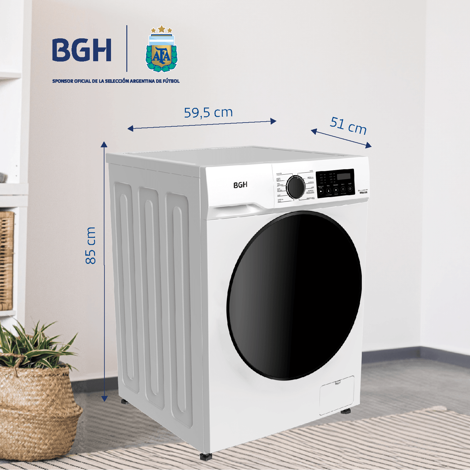 LAVARROPAS BGH 8KG 1400RPM CARGA FRONTAL DIGITAL INVERTER BWFI08W24AR - Imagen 6