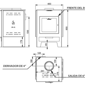 Salamandra a Leña Tromen Pehuén 11000 Kcal/h – Doble Combustión – Hasta 110 m²