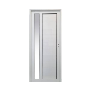 Puerta de Aluminio Blanco Rebaße 36 Tubular con Vidrio Lateral 80×200 cm