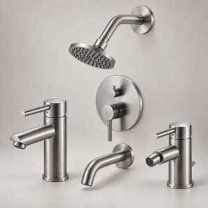 Combo Griferías FV Inox One Acero Inoxidable para Lavatorio, Ducha y Bidet